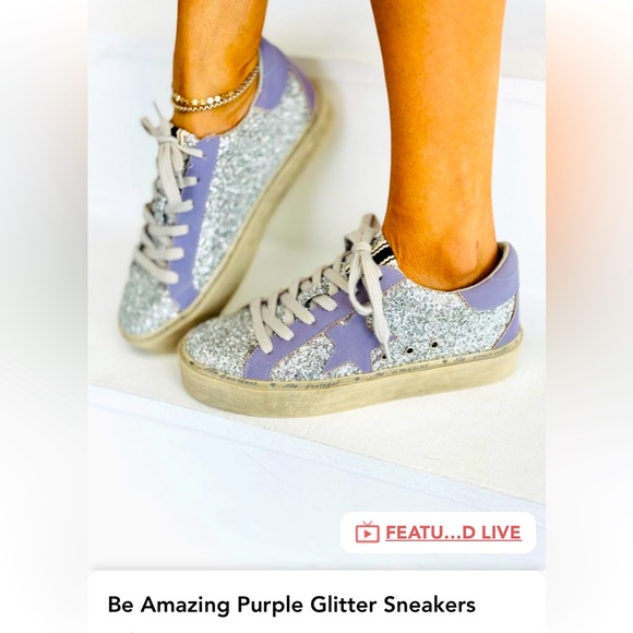 Brand New Shu Shop Sneakers, Be Amazing Purple Glitter Sneakers - Picture 2 of 2